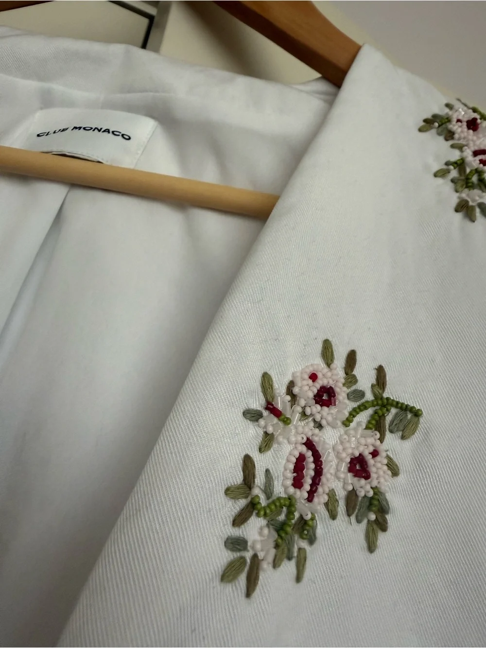 Club Monaco Vintage White Cropped Floral Beaded Embroidered Jacket 8/S Dainty - Picture 2 of 4